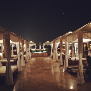 The empty pool deck of the luxury boat I took down the Nile.